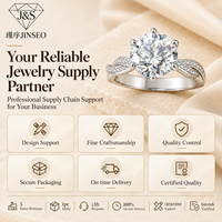 Bague JINSEO de style européen de luxe en argent sterling 925 plaqué rhodium, avec moissanite ronde de 3 carats, pour mariage, fiançailles, anniversaire
