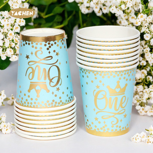 Yachen Blue 1er ensemble de vaisselle de fête d'<span class=keywords><strong>anniversaire</strong></span> à thème assiettes de fête tasses et serviettes pour garçons fournitures de fête d'un <span class=keywords><strong>an</strong></span> - Product Image 5