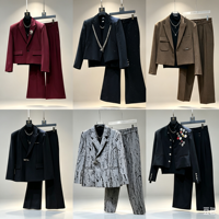 Ensemble de costume 2 pièces pour homme, coupe courte, de luxe, avec blazer orné de perles et de pompons et pantalon large, idéal pour mariage, fête, scène, grandes tailles, vente en gros