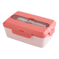 Conteneur de stockage alimentaire en plastique PP antibactérien de 1000 ml, 4 compartiments, chauffable, étanche, boîte à lunch