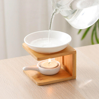 Aromathérapie décoration de la maison pour Yoga méditation en bois brûleur à huile essentielle parfumée cire fondre brûleur en céramique
