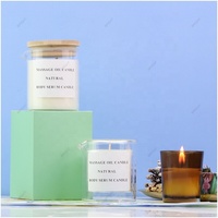 Bocaux à Bougies en Verre de Haute Qualité à Fond Droit avec Couvercles, 3oz, 4oz, 6oz, 8oz, 10oz, 12oz, 14oz, 15oz, 16oz
