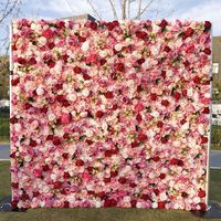 Mur de fleurs artificielles pour mariage 8ft x 8ft, en tissu rose Gypsophile et roses, Décoration murale 3D, Nouveauté, Romantique et Simple