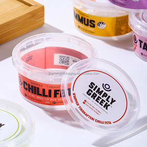 맞춤형 컬러 식품 등급 5 온스 ~ 32 온스 뚜껑 인쇄 로고 크림 치즈 후 머스 컵 재활용 재료 - Product Image 4