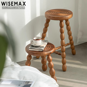 WISEMAX FURNITURE <span class=keywords><strong>เก้าอี้</strong></span>สตูลไม้ย้อนยุคนอร์ดิกยางแข็งไม้รอบและครึ่ง<span class=keywords><strong>วงกลม</strong></span>ที่นั่งสร้างสรรค์ขาออกแบบ<span class=keywords><strong>เก้าอี้</strong></span>รับประทานอาหาร - Product Image 6