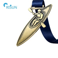 Médaille personnalisée de voile de canoë-kayak rafting avec ruban Médaille de médaillon Médaille personnalisée de canoë raftings