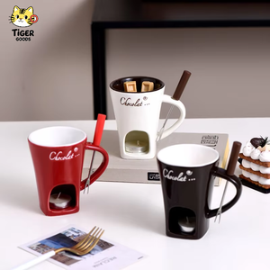 Tasses à fondue personnelles TG, en céramique, pour chocolat et <span class=keywords><strong>fromage</strong></span>, avec bougies et fourchettes, ensemble de pot à fondue - Product Image 1