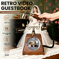 Téléphone Rétro Antique pour Mariage, Enregistrement Audio HD 1080P, Contrôle par Clavier, Mémoire 128 Go, Messagerie Vocale, Livre d'Or Vidéo Numérique pour Fêtes
