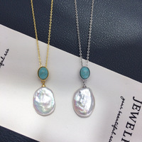 Collier unisexe Miuxi en perles d'eau douce baroques en forme de fleur, pendentif blanc, chaîne de pull, style rétro simple et tendance, cadeau
