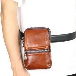 กระเป๋าหนังแท้ AndoBag สไตล์เรโทร สำหรับเดินทางกลางแจ้ง พร้อมซิปและสายคาดเอว สำหรับผู้ชาย ใส่กระเป๋าสตางค์ โทรศัพท์มือถือ รุ่น 1714 - Product Image 2