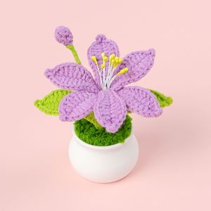 Maceta de Lirios de Ganchillo Hechos a Mano, Mini Plantas de Hilo Tejidas, Decoración de Escritorio para Navidad, Pascua, Halloween - Product Image 3