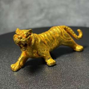تمثال النمر الذهبي الصيني المصنوع يدويًا الأكثر مبيعًا، رمز حماية للمنزل، هدية ثقافية لديكور المكتب - Product Image 1