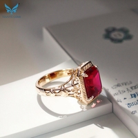 Tianyu Gems OEM 5ct Roter Rubin-Ring Hochwertige Maßanfertigung 925 Sterling Silber 10K Echtgold Labor-Gezüchtete Rubin-Ringe für Damen