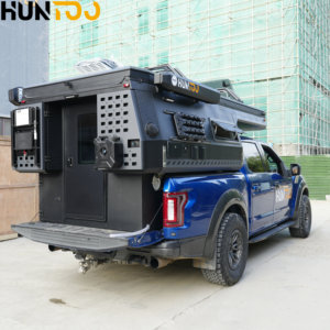 Huntoo Camper amovible en aluminium robuste pour pick-up avec extension latérale et système de levage électrique en option - Product Image 1