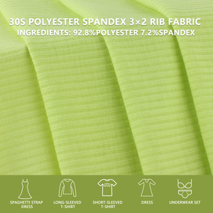 30S Polyester Spandex 3x2 Rib Knit Fabric 170cm Width 130gsm Textured Stretch For T Shirts Tops Undershirts - Product Image 2