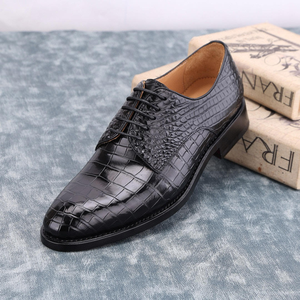 Zapatos Oxford de Piel de Cocodrilo para Hombre – Zapatos de Vestir Clásicos de Diseñador, Zapatos Formales de Negocios con Cordones y Punta en Pico - Product Image 6