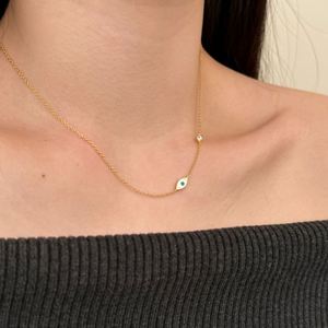 Dylam Simplicity Design <b>Solid</b> 925 Sterling <b>Silver</b> Link Chain Enamel 5A Cubic Zirconia Evil Blue Eyes Chain <b>Necklace</b> for Women - Product Image 4