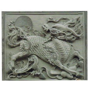 Cinese Feng Shui Qi Lin decorazione animale scultura in pietra rilievo della parete intaglio grandi statue di Qilin Kylin Kirin - Product Image 2