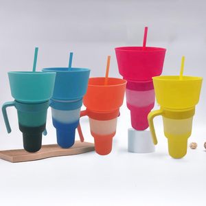 Snack and Drink <strong>Cup</strong> Bowl Combo with Straw 32oz Cola Snack 2 in 1 Drink <strong>Cup</strong> With Snack Tray Bowl With Hand Plastic <strong>Cup</strong> - Product Image 1