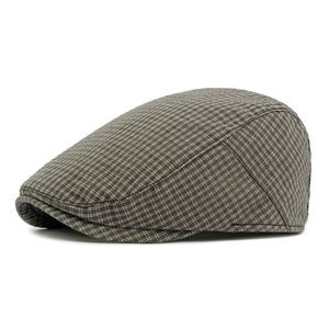 Béret rétro britannique d'été pour hommes et femmes, chapeau plat à carreaux tendance et décontracté - Product Image 5