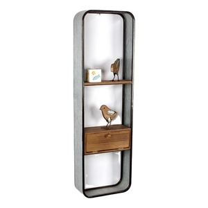 Maison rustique <span class=keywords><strong>industrielle</strong></span> personnalisée étagère murale flottante décorative en <span class=keywords><strong>bois</strong></span> pour le rangement de livres avec tiroir - Product Image 1
