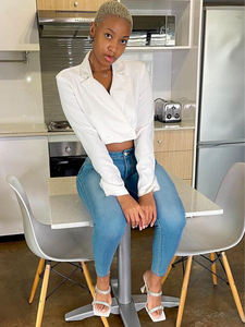 Jeans Skinny da <span class=keywords><strong>Donna</strong></span> di Alta Qualità, <span class=keywords><strong>Vita</strong></span> Media, Blu Chiaro Effetto Lavato, Casual <span class=keywords><strong>Estivi</strong></span>, Elasticizzati, Modello a Matita - Product Image 5