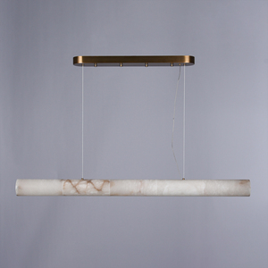 Luxury Natural Alabaster Tube Pendant <b>Light</b> Modern Linear Stone Chandelier for Kitchen Island Dining Room Hotel Project OEM ODM - Product Image 4