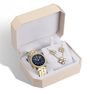 Ensemble de bijoux pour femme, montre en acier inoxydable à quartz avec collier et boucles d'oreilles en cristal, 3 pièces, ensemble de bijoux tendance, cadeau - Product Image 3