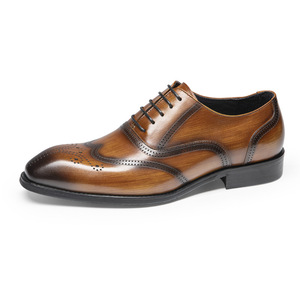 Zapatos Oxford de Vestir para Hombre, de Cuero Genuino, con Punta en Pico, Cordones, Suela de Goma Transpirable, para Todas las Temporadas, Color Sólido - Product Image 1