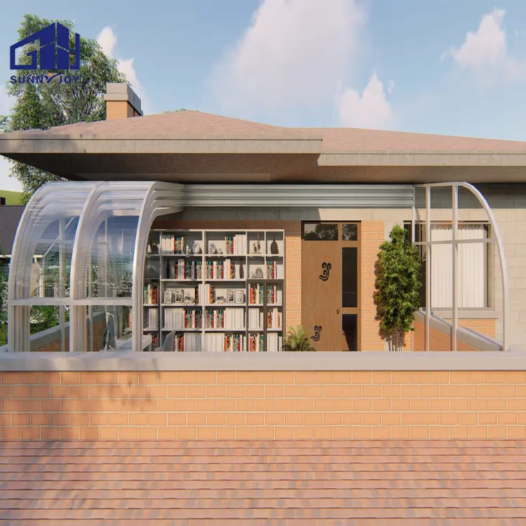 Solário extensível casa pré-fabricada de vidro de alumínio solário jardim varanda solário