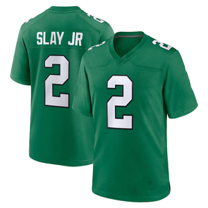 Nieuwe, populaire Philadelphia-waren # 2 Slay Jr Kelly Green Ademend Korte Mouw Gestikt Throwback Voetbalshirt voor Volwassenen - Product Image 1