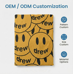 Couverture en jacquard tissé épais et crypté, multi-usages, résistante aux taches, au sourire jaune joyeux et inspirant, fabrication directe d'usine, OEM - Product Image 4