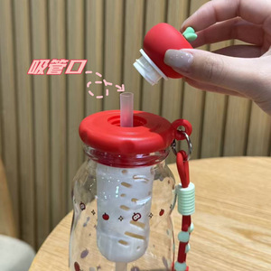 Cute Cartoon Straw Water Cup 600ml With Tea Infuser For Students - Product Image 3