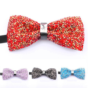 Noeud papillon populaire de mode de couleur unie avec <span class=keywords><strong>strass</strong></span> cristal de vente <span class=keywords><strong>en</strong></span> gros - Product Image 3