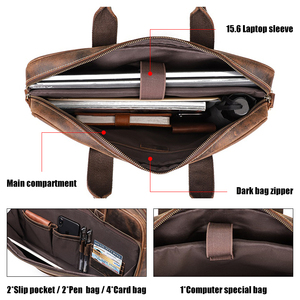 J.<span class=keywords><strong>M</strong></span>.D Grosir MOQ Rendah Kapasitas Besar Dua Penggunaan Bisnis Tas Bahu Vintage Pria Tas Laptop Tas Kulit Tas - Product Image 4