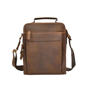 Vintage Large Capacity Simple Crossbody Bag Genuine Leather Business Bag for Men <b>Shoulder</b> Pack - Product Image 1