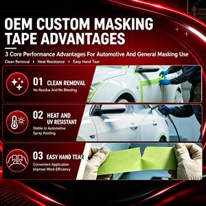 Cinta de Papel para Enmascarar Resistente al Calor, <span class=keywords><strong>Precio</strong></span> de Fábrica, Venta al Por Mayor, Cinta Adhesiva de Alta Calidad para Pintar Automóviles - Product Image 5