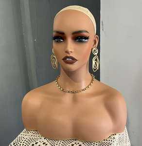 Tête de Mannequin Femme en PVC de Haute Qualité, Afro-Américaine, Présentoir à Perruques avec Maquillage Réaliste et Épaules, Vente en Gros - Product Image 6