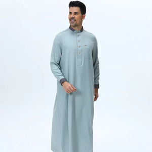 Thobe Long Kurta Pyjama <span class=keywords><strong>Homme</strong></span> <span class=keywords><strong>Arabe</strong></span> Islamique de Luxe de Haute Qualité Style Modeste avec Boutons Métalliques, <span class=keywords><strong>Vêtement</strong></span> Musulman en Coton, Qatar - Product Image 4