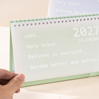 DOMIKEE 2027 Nouveau Calendrier de Bureau Imprimé Design Créatif Minimaliste Papier Couché Estampillé à Chaud avec Bloc-Notes