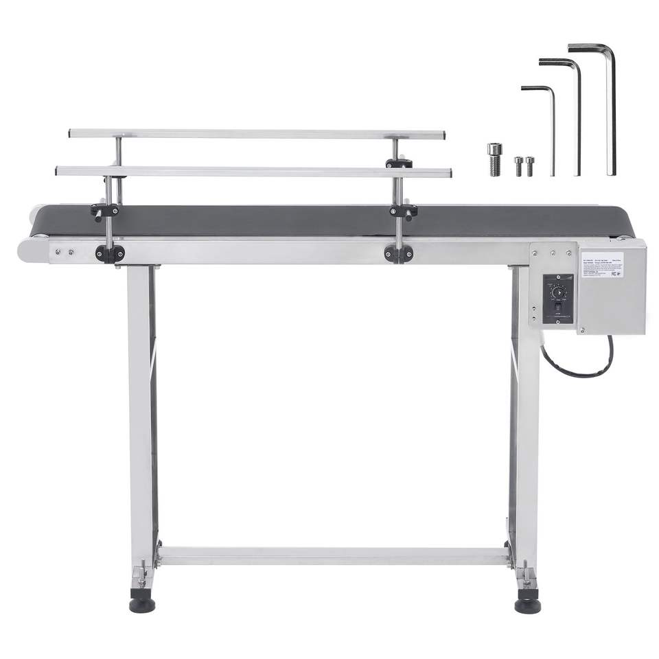 Adjustable Speed Rubber Belt Conveyor with Guide Rails Single Layer ...