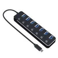 Adaptador de Cable de estación de acoplamiento divisor de transferencia de datos 7 en 1, Hub de carga de energía USB 3,0 para ordenador portátil