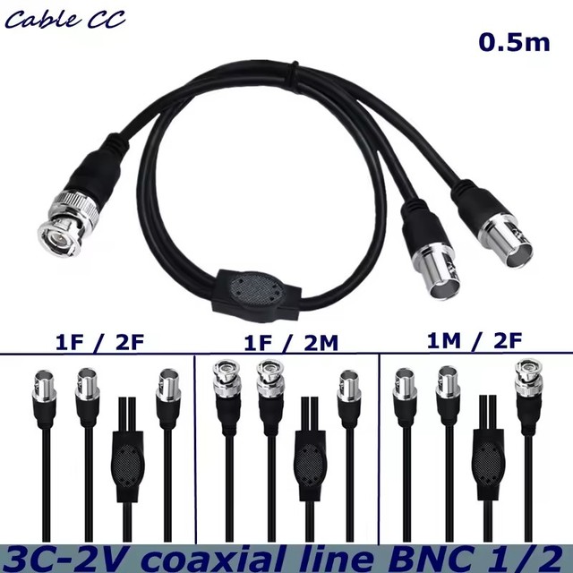 3C-2V Coaxial BNC One Split Two Male to Female Cable Is Used For RF Signal Transmission Of TV Set-Top Box Monitoring Camera