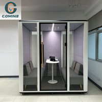 Cabine de bureau insonorisée moderne en aluminium avec table compacte et ventilation pour une utilisation dans les écoles, les hôtels et les entrepôts