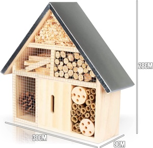 Hôtel d'insecte en bois avec <span class=keywords><strong>toit</strong></span> en métal <span class=keywords><strong>maison</strong></span> d'insecte naturel pour divers insectes volants papillons chambre d'élevage - Product Image 1