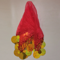 Foulard carré en organza tissé à la main avec sequins pour spectacle de danse orientale et mariage, 55*55cm, accessoire