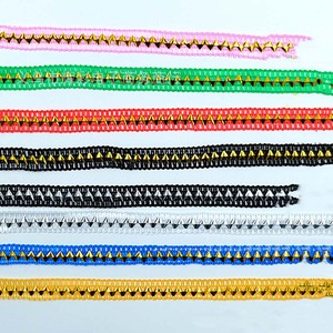 10mm di <span class=keywords><strong>abbigliamento</strong></span> all'uncinetto nastro di pizzo con onda di paillettes bordo della tenda rifinitura 1cm triangolo Costume da ballo cucire tessuto sfuso pizzo - Product Image 5