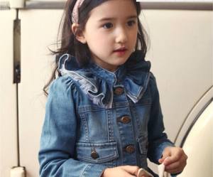 Hot Stock <b>Elastic</b> Quality Spring Children's Girls Jeans With <b>Lace</b> Jackets for Kids Coats - Product Image 5
