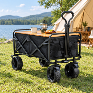 Side Opening Foldable Camping Wagon with Seat Function Outdoor Utility Cart for Picnic Fishing and Leisure - Product Image 6
