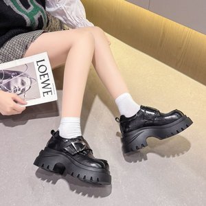 Spring New Mei Manlin <strong>Velcro</strong> Loafers for <strong>Women</strong> Thick Soled PU Classic Fashion Height Increasing Single <strong>Shoes</strong> - Product Image 6